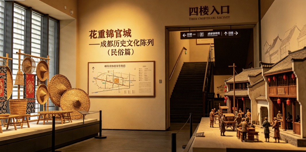 4F · "Flowers Weigh Down Brocade City" — Chengdu Historical and Cultural Exhibition (Folk Customs Section)