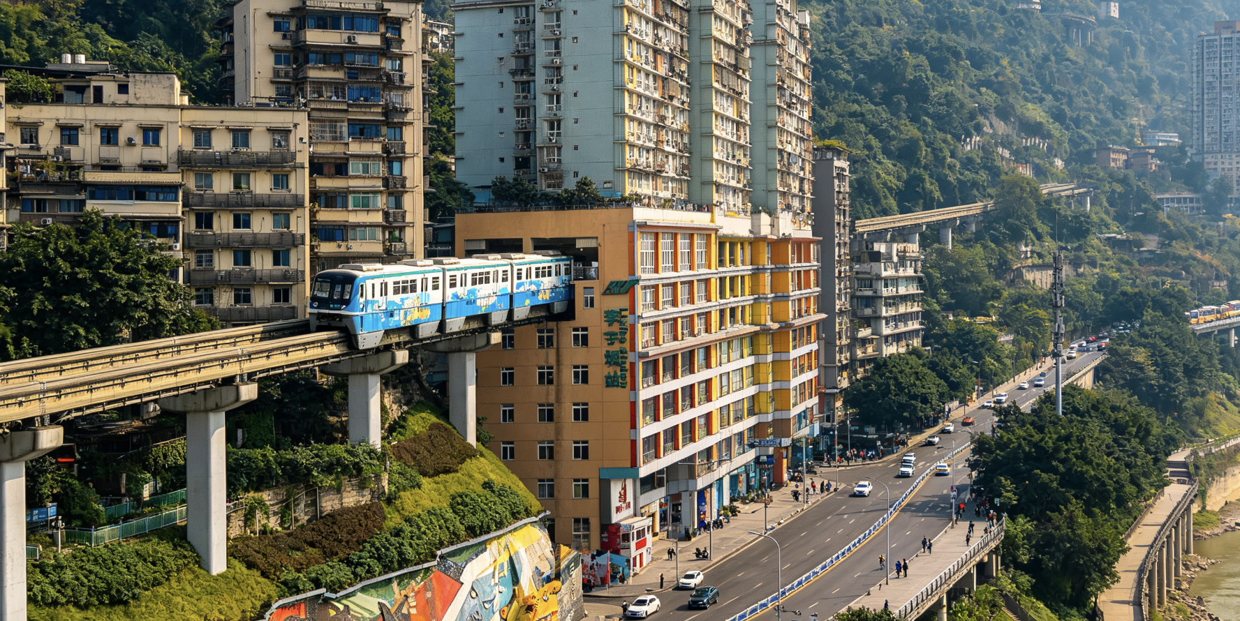 Train-Through-Building Main Structure