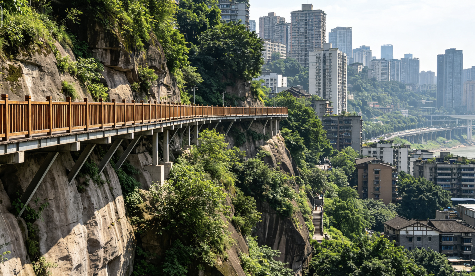 Suspended Cliffside Walkway